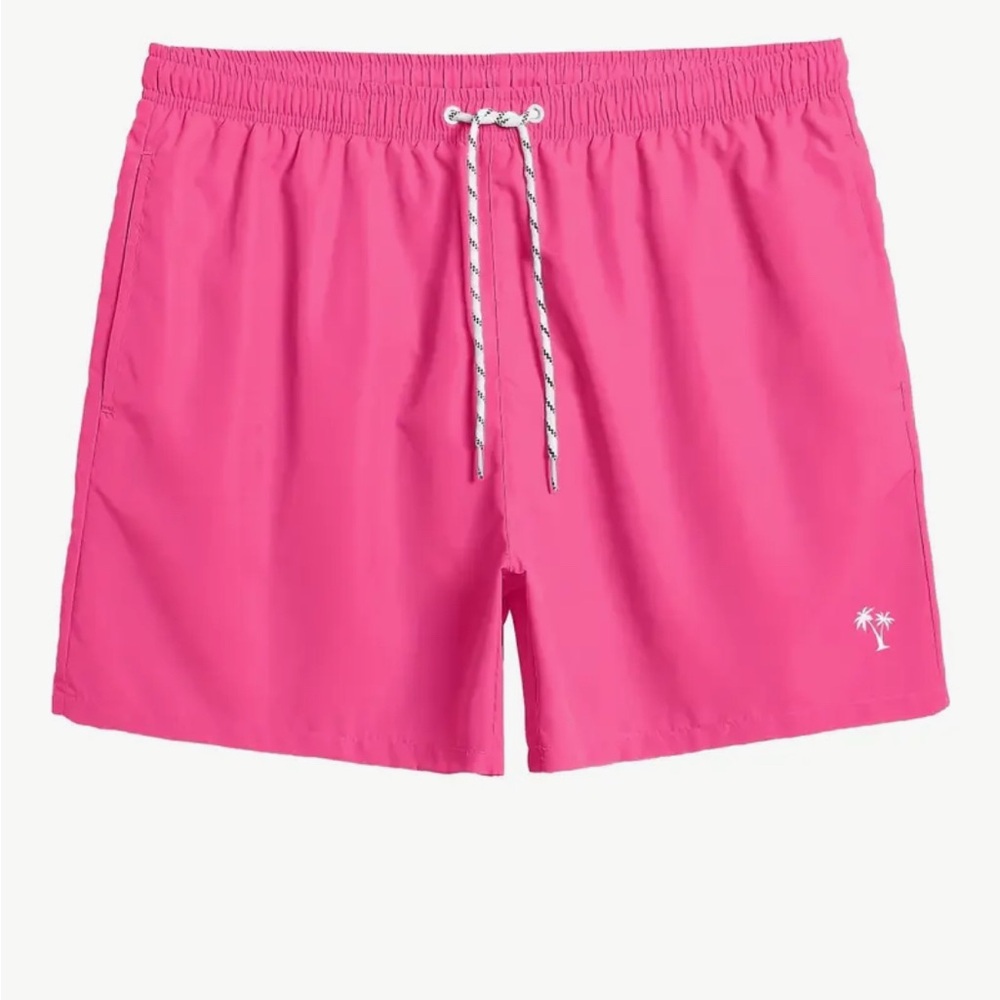 Pink Swim Shorts with Palm Tree Logo